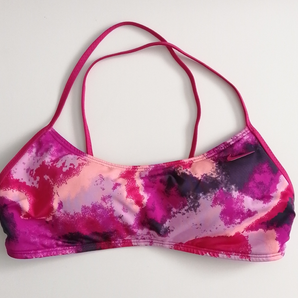 Nike Women’s Pink Abstract Print Swim Bikini Top